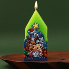 Новогодняя свеча в форме домика «Счастливого Нового года», без аромата, 6 х 6 х 12,5 см. - фото 9792698