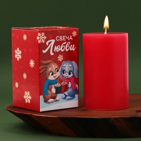 

Новогодняя свеча столбик «Любви », без аромата, 6 х 6 х 9,5 см.