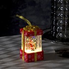 Светодиодная фигура «Дед Мороз в красном подарке» 6.3 × 11.5 × 6.3 см, пластик, блёстки, батарейки АААх3 (не в комплекте), свечение тёплое белое - фото 10289528