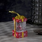 Светодиодная фигура «Дед Мороз в красном подарке» 6.3 × 11.5 × 6.3 см, пластик, блёстки, батарейки АААх3 (не в комплекте), свечение тёплое белое - фото 10289529