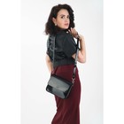 Сумка женская на клапане, наружный карман, цвет чёрный - фото 53814649