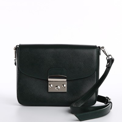 Сумка женская мессенджер на клапане, 21×7×16 см, изумрудная