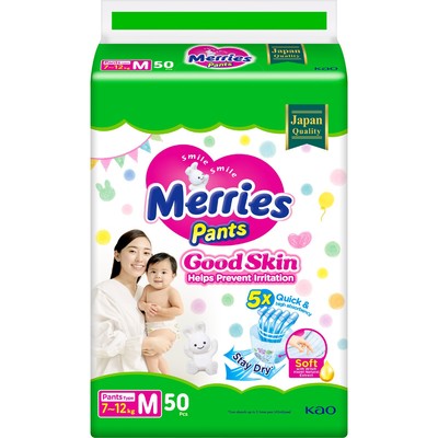 Подгузники-трусики Merries Good Skin M, 7-12 кг, 50 шт