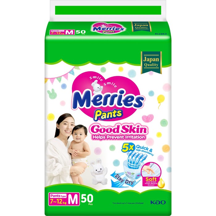 Подгузники-трусики Merries Good Skin M, 7-12 кг, 50 шт - Фото 1