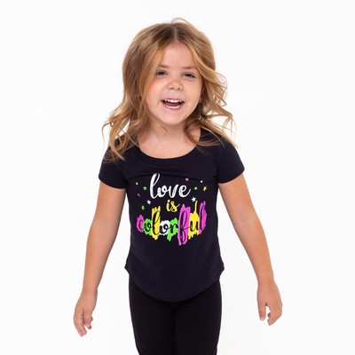Футболка для девочки Love is colorful, размер 28, чёрная, рост 104 см