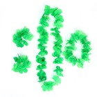 Гавайский набор «Цветочки», ожерелье, венок, 2 браслета, салатовый - Фото 2