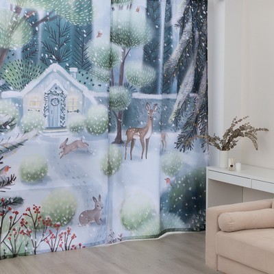 Шторы «Этель. Зимний лес», 145×260 см, 2 шт., 140 г/м²