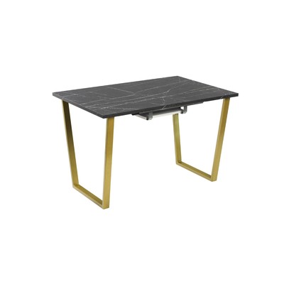 Стол «Атлант – 01», 1100(1500)×700×760 мм, цвет камень чёрный/опора золотой