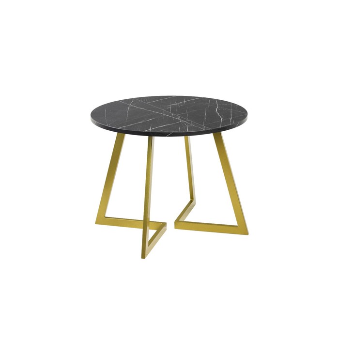 Стол раздвижной «РИМ», d=1050(1500)×1050×760 мм, цвет камень чёрный/опора золотой - Фото 1