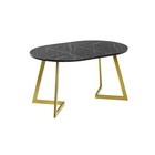 Стол раздвижной «РИМ», d=1050(1500)×1050×760 мм, цвет камень чёрный/опора золотой - Фото 2