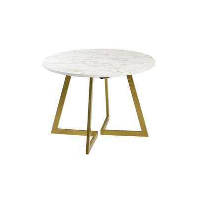 Стол раздвижной «РИМ», d=940(1390)×940×760 мм, цвет мрамор белый/опора золотой