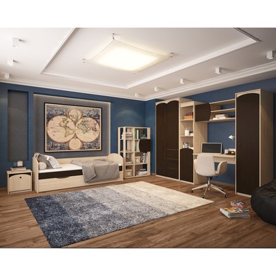 Кровать «Ева» с ящиками, 800 × 2000 мм, цвет дуб сонома / дуб венге