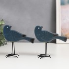 Сувенир керамика "Птицы" синий матовый набор 2 шт 16,5х6х17 см - фото 6622212