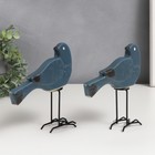 Сувенир керамика "Птицы" синий матовый набор 2 шт 16,5х6х17 см - фото 6622214