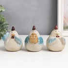 Сувенир керамика "Три курицы" голубые крылья набор 3 шт 10х8х9,5 см - фото 318919667