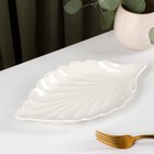Блюдо керамическое «Лист», 25,5×14,5 см, цвет белый - фото 318919769
