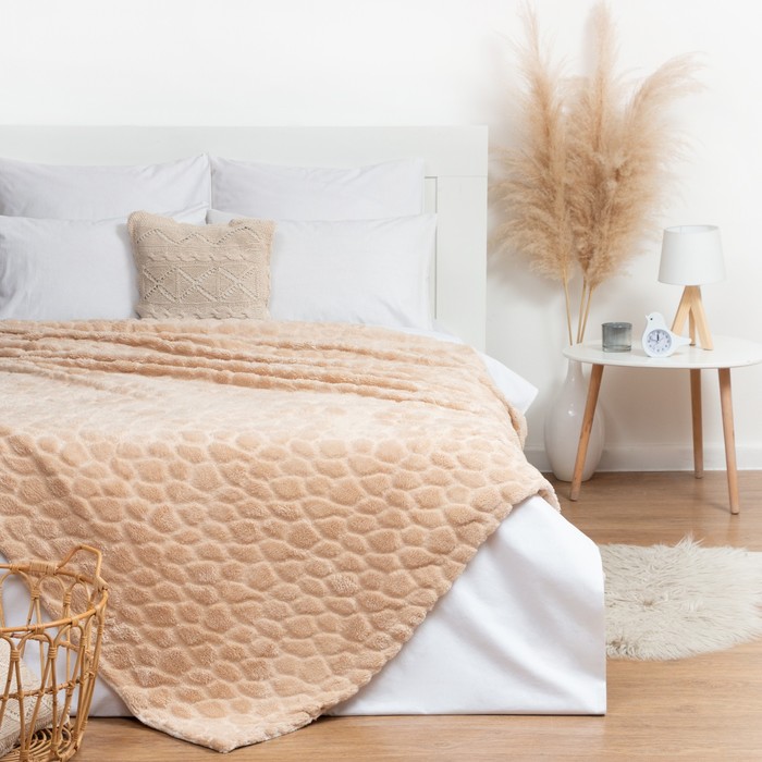 Плед Этель «Мозайка» 200х220 см, цвет бежевый - Фото 1