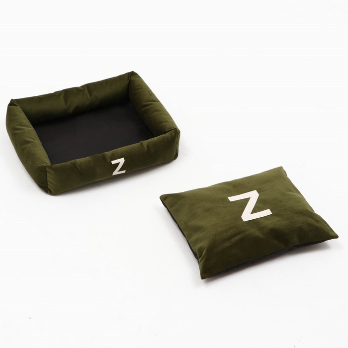 Лежанка "Z",  53 х  44 х  11 см, зелёная, мебельная ткань - фото 1907463503