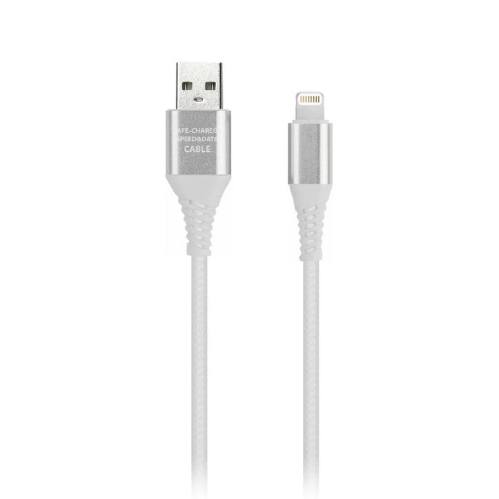 Кабель Smartbuy iK-512, Lighting - USB, 2 А, 1 м, резиновой оплетке, белый - фото 51491817