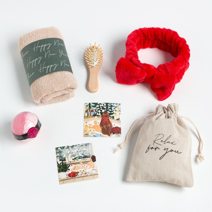 Новогодний подарочный набор Этель "Relax", полотенце и аксессуары - фото 1907463616