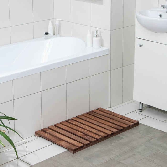 Решётка в ванную комнату под ноги, 70×42×3 см, с покрытием - Фото 1