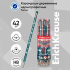 Карандаш чернографитный с ластиком ErichKrause "Tartan", HB, грифель d=2.2 мм, дерево, трeхгранный с принтом, в тубусе, микс 9073817 - фото 12146336