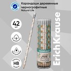 Карандаш чернографитный с ластиком ErichKrause "Natural Life", HB, грифель d=2.2 мм, дерево, трeхгранный с принтом, в тубусе, микс (комплект 42 шт) - фото 25982341