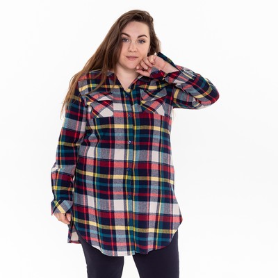 Платье рубашка, цвет тёмно-синий МИКС, размер 48