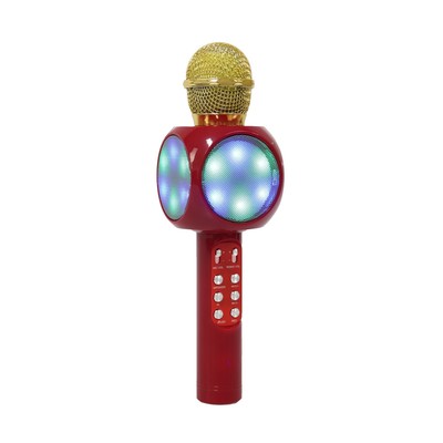 УЦЕНКА Микрофон для караоке LuazON LZZ-60, 1800 мАч, LED, красный