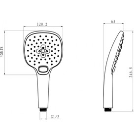 

Душевая лейка Lemark LM0817CWhite, ручная, 120 х 247 мм, 1 функция, белый