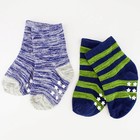 Носки противоскользящие детские, цвет синий/зеленый, размер 8-10 (0-12 мес) - 2 пары - фото 9795944