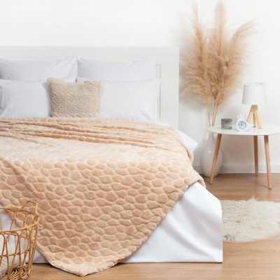 Плед Этель «Мозаика». размер 240×220 см, бежевый