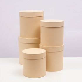 Набор круглых коробок 5 в 1 "Краски", кремовый, 25 х 25 х 25 - 19 х 19 х 19 см