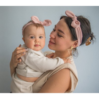Повязка на голову для мамы и дочки, 2 шт. Family look, розовый, Крошка Я