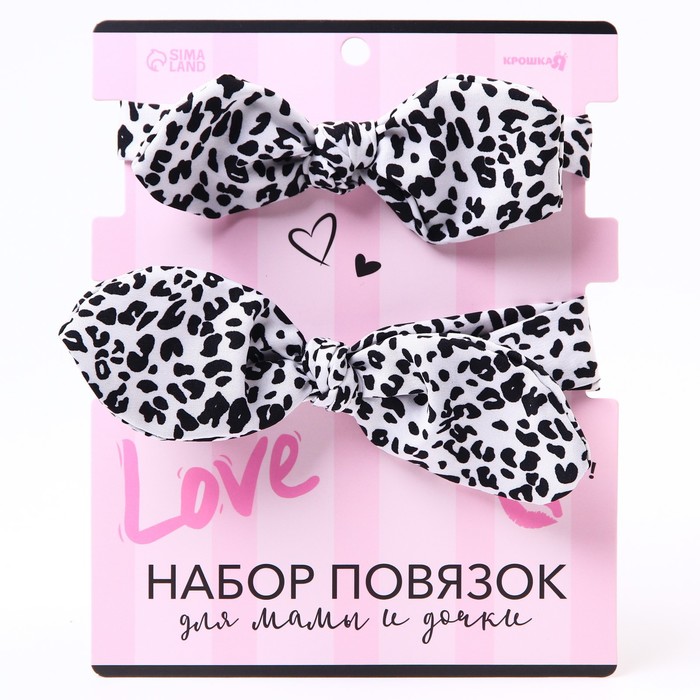 Набор повязок для мамы и дочки Pink love - фото 1907463885