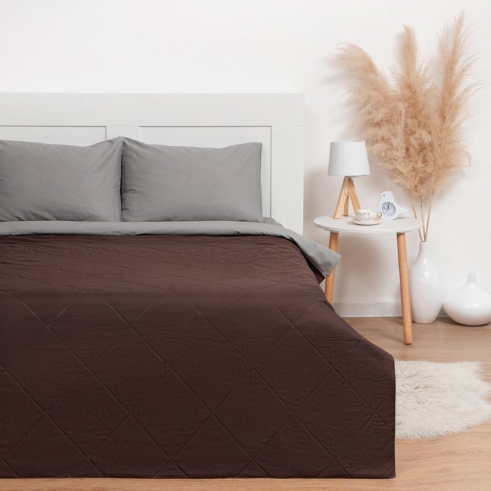 Покрывало LoveLife 1,5 сп 150х210±5 см, цвет темно-коричневый, микрофайбер, 100% п/э - Фото 1