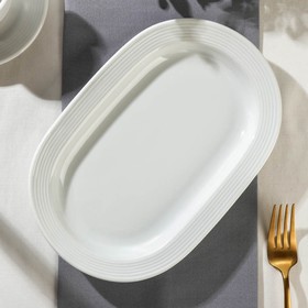 Тарелка фарфоровая овальная CORAL, 25×16,5 см, цвет белый