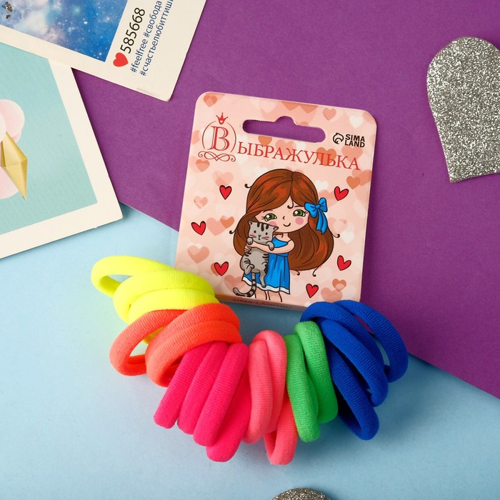 Резинки для волос Выбражулька «Махрушка», набор 20 шт., радуга, 2.5 см - Фото 1