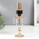 Подсвечник металл на 1 свечу "Цветок. Ажурная подставка" золото, чёрный 32х9,5х9,5 см - фото 21635834