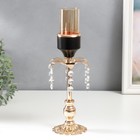 Подсвечник металл на 1 свечу "Цветок. Ажурная подставка" золото, чёрный 32х9,5х9,5 см - фото 21635835