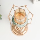 Подсвечник металл на 1 свечу "Бутон. Бело-зелёный мрамор" золото 29х11х11 см - фото 25495502