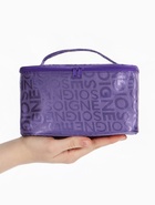 Косметичка-сундучок на молнии, на подкладке, с ручкой, зеркалом, с буквами, фиолетовая - Фото 3