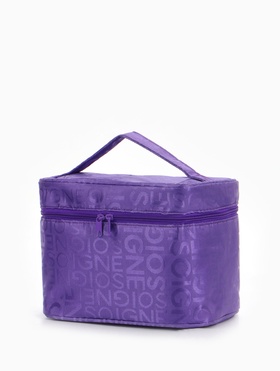 Косметичка-сундучок на молнии, на подкладке, с ручкой, зеркалом, с буквами, фиолетовая