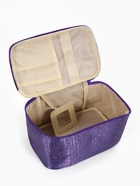 Косметичка-сундучок на молнии, на подкладке, с ручкой, зеркалом, с буквами, фиолетовая - Фото 2