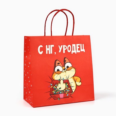 Пакет подарочный новогодний «Уродец», 22×22×11 см