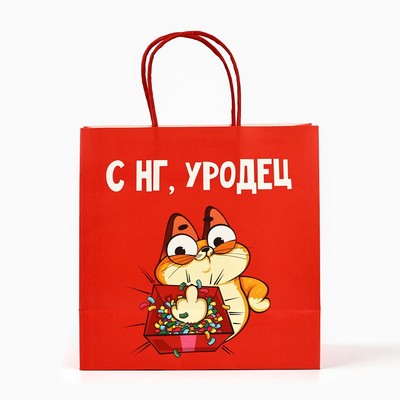Пакет подарочный новогодний «Уродец», 22×22×11 см