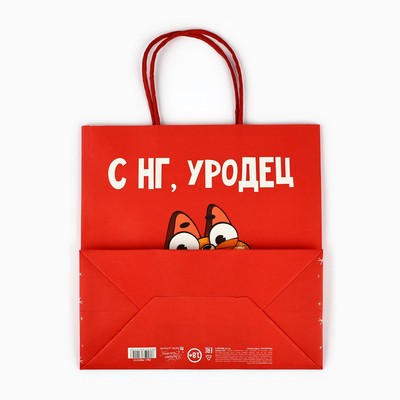 Пакет подарочный новогодний «Уродец», 22×22×11 см