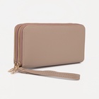 Кошелёк женский на молниях с ремешком, цвет бежевый - Фото 4