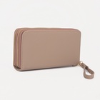 Кошелёк женский на молниях с ремешком, цвет бежевый - Фото 3