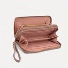 Кошелёк женский на молниях с ремешком, цвет бежевый - Фото 2